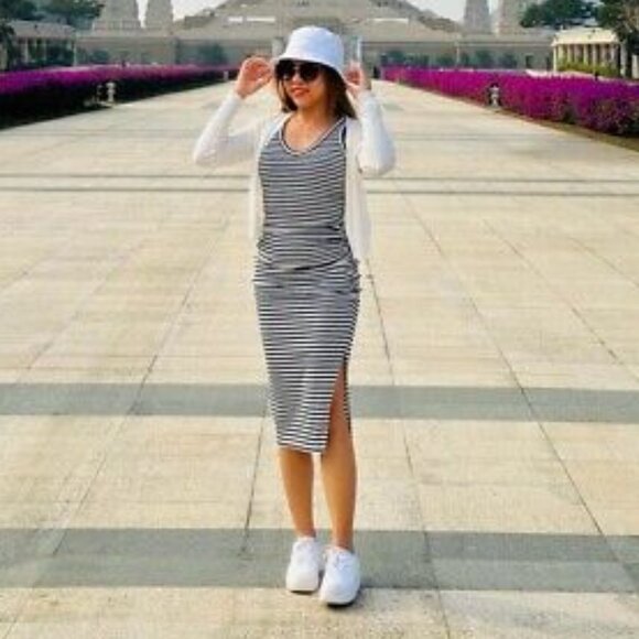 ✨ A New Day Target Women’s Rib Knit Side Ruched Dress Navy Blue XS - Like New! - Picture 1 of 7